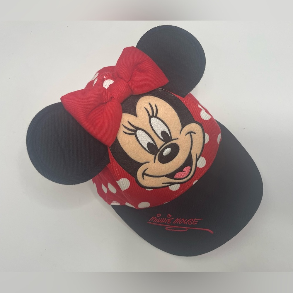 Disney World Parks Minnie Mouse Ears Black Red Polka Dot Youth Baseball Cap Hat